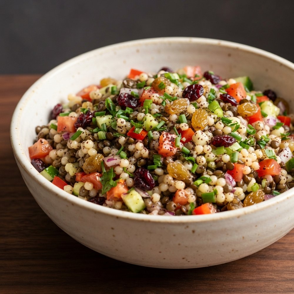 Israeli Couscous and Lentil Salad