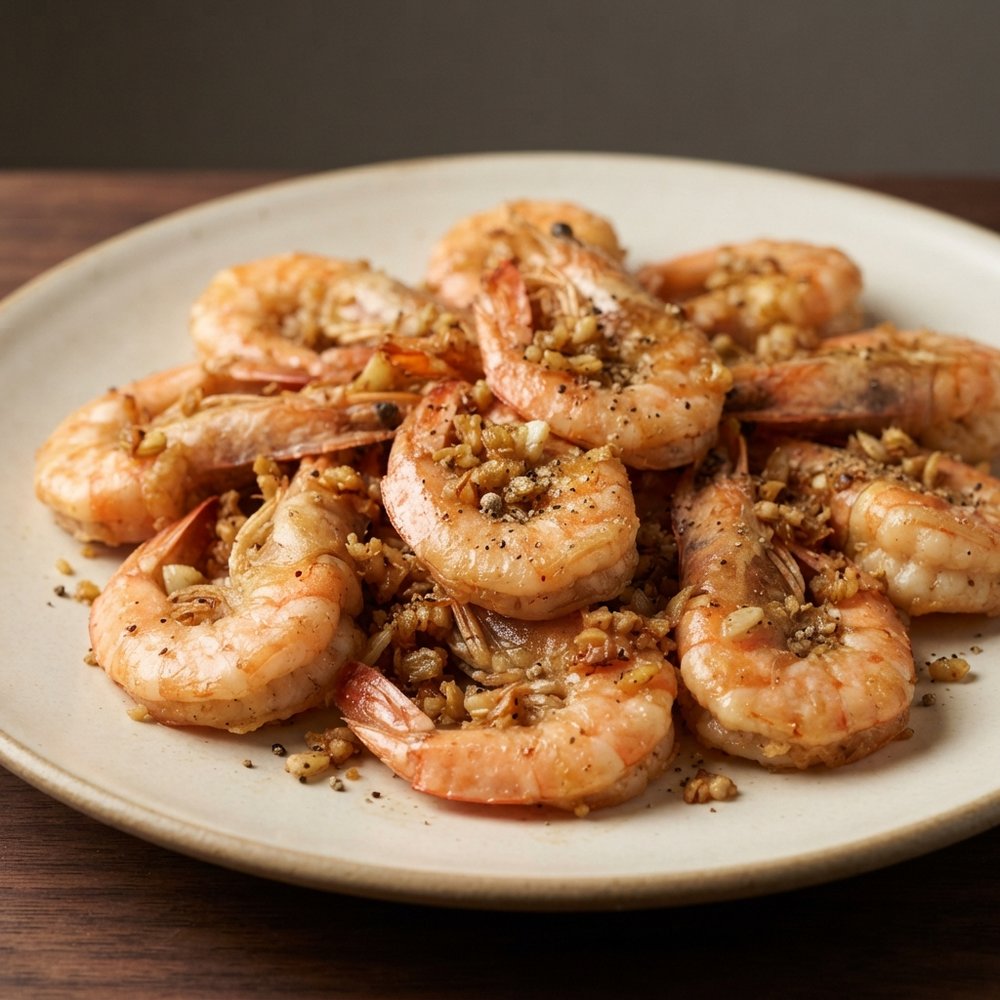 Goong Tod Kratiem Prik Thai (Garlic and White Pepper Fried Prawns)
