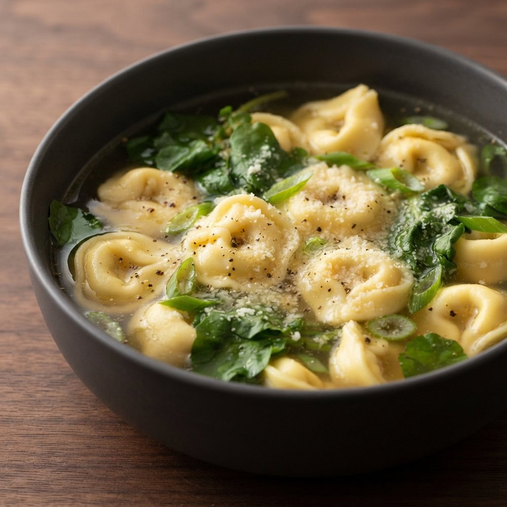 Cheese Tortellini in Chicken Broth