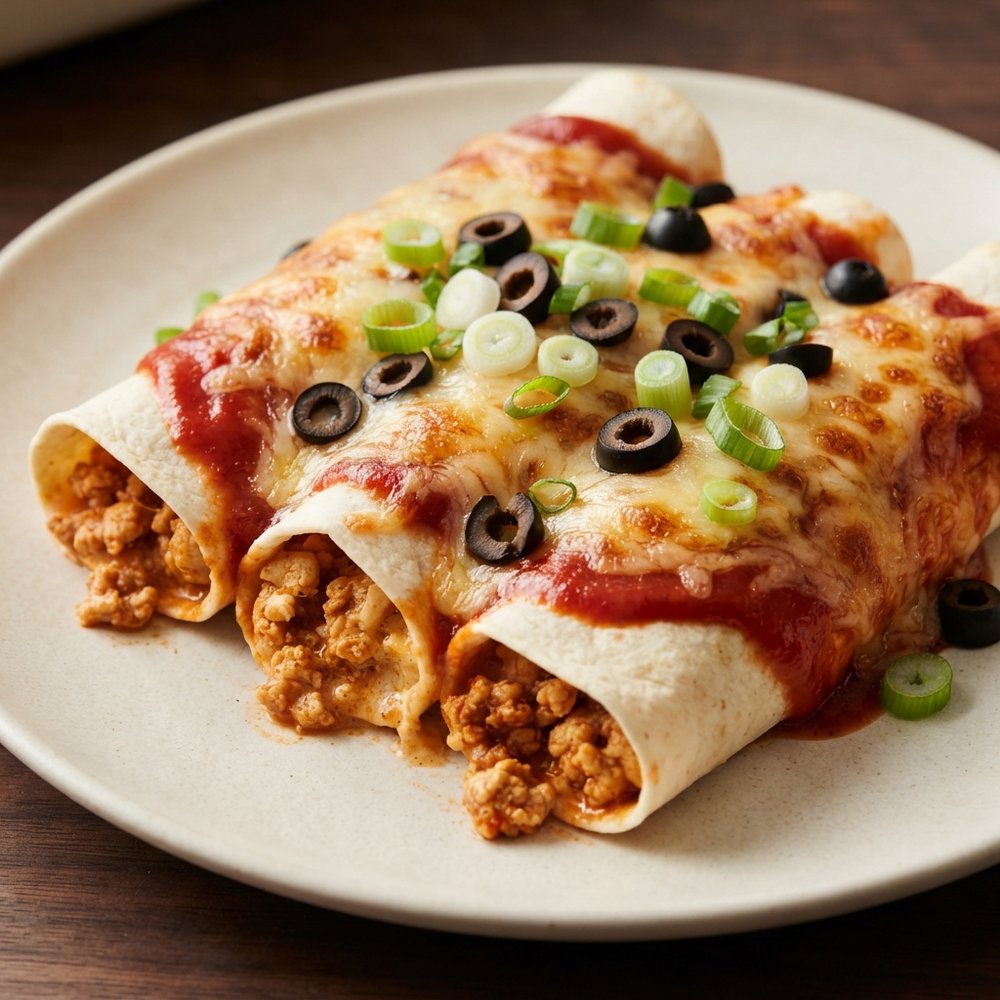 Creamy Ground Chicken Enchilada Bake