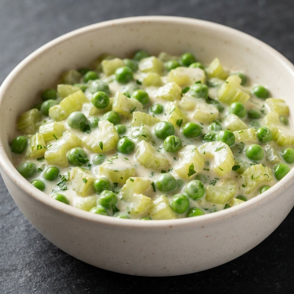 Light Creamed Celery and Peas