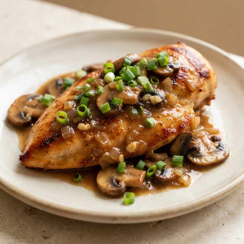 Caramelized Chicken Marsala with Sweet Wine Sauce