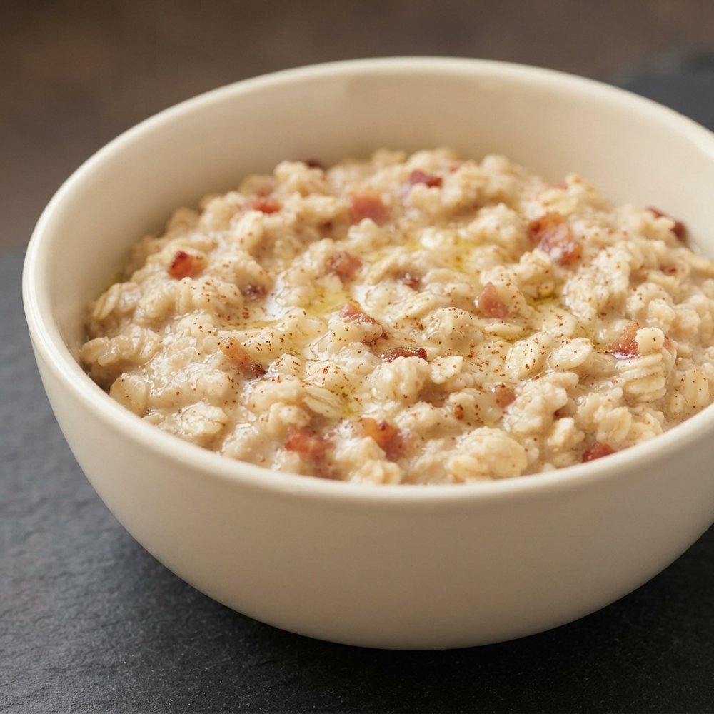 Quick Spiced Bacon Oatmeal