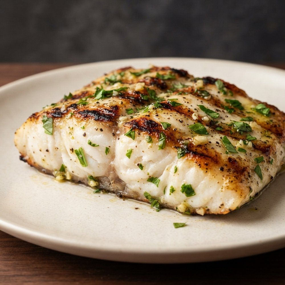Lemon-Garlic Grilled Halibut Steaks