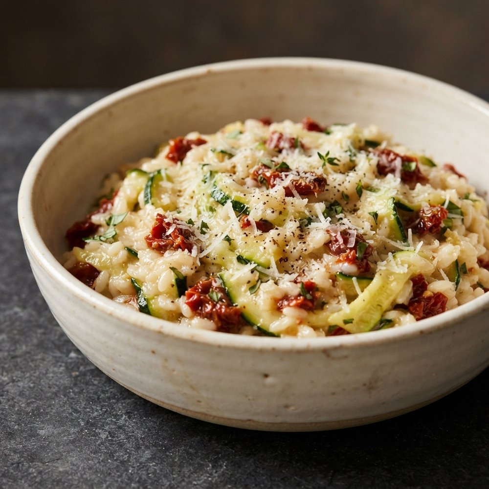 Creamy Zucchini and Sun-Dried Tomato Risotto