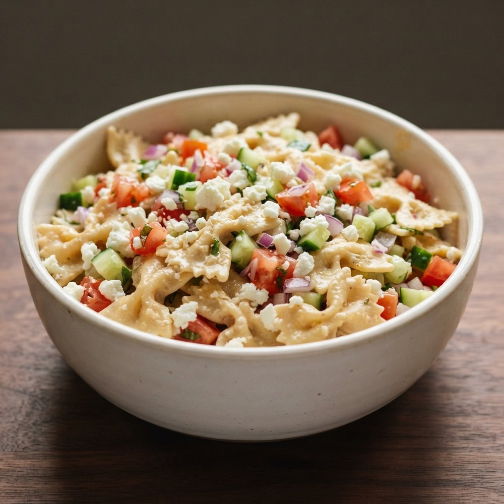 Mediterranean Pasta Salad with Hummus