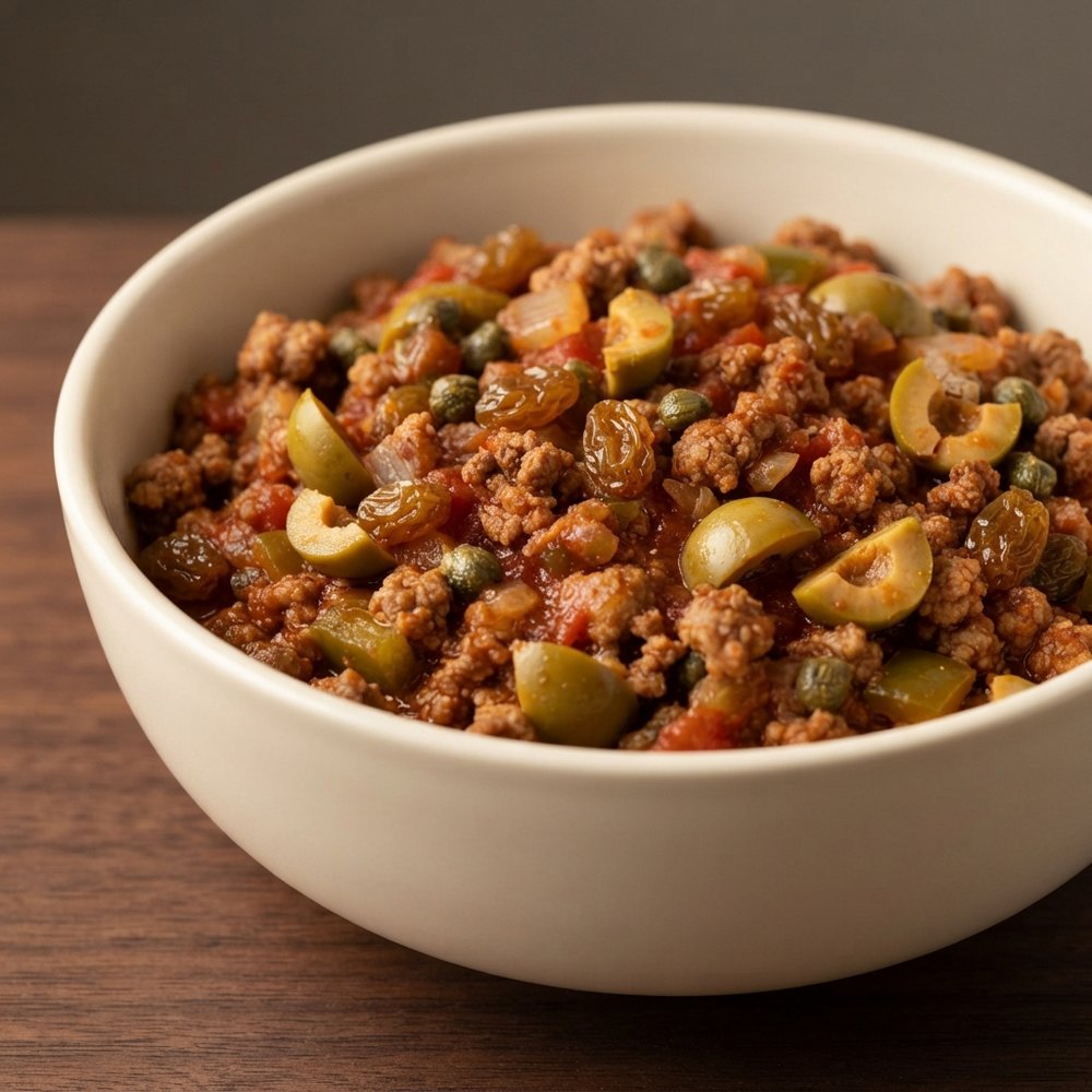 Cuban Picadillo with Olives and Raisins