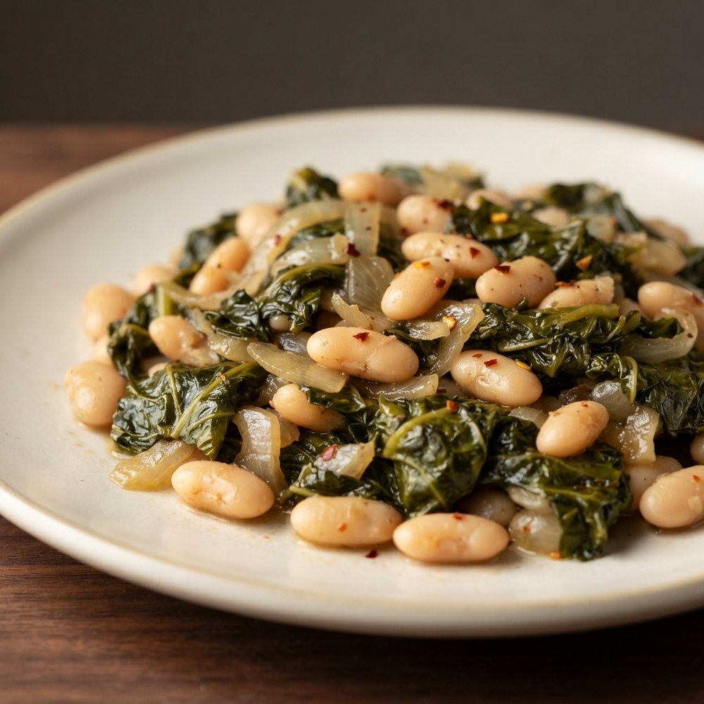 Beans and Mustard Greens Skillet
