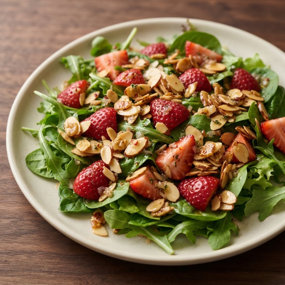 Strawberry Greens Salad with Honey-Shallot Dressing