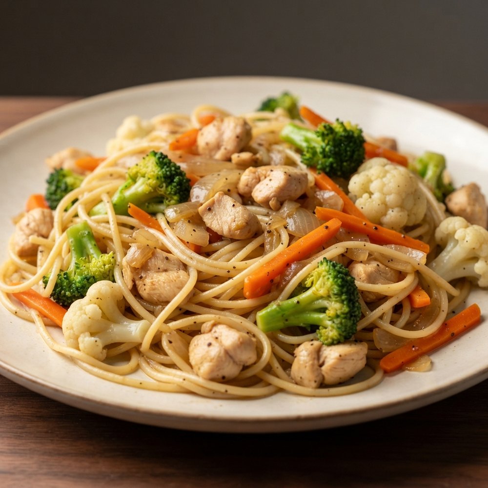 Veggie-Chicken Stir-Fry Pasta