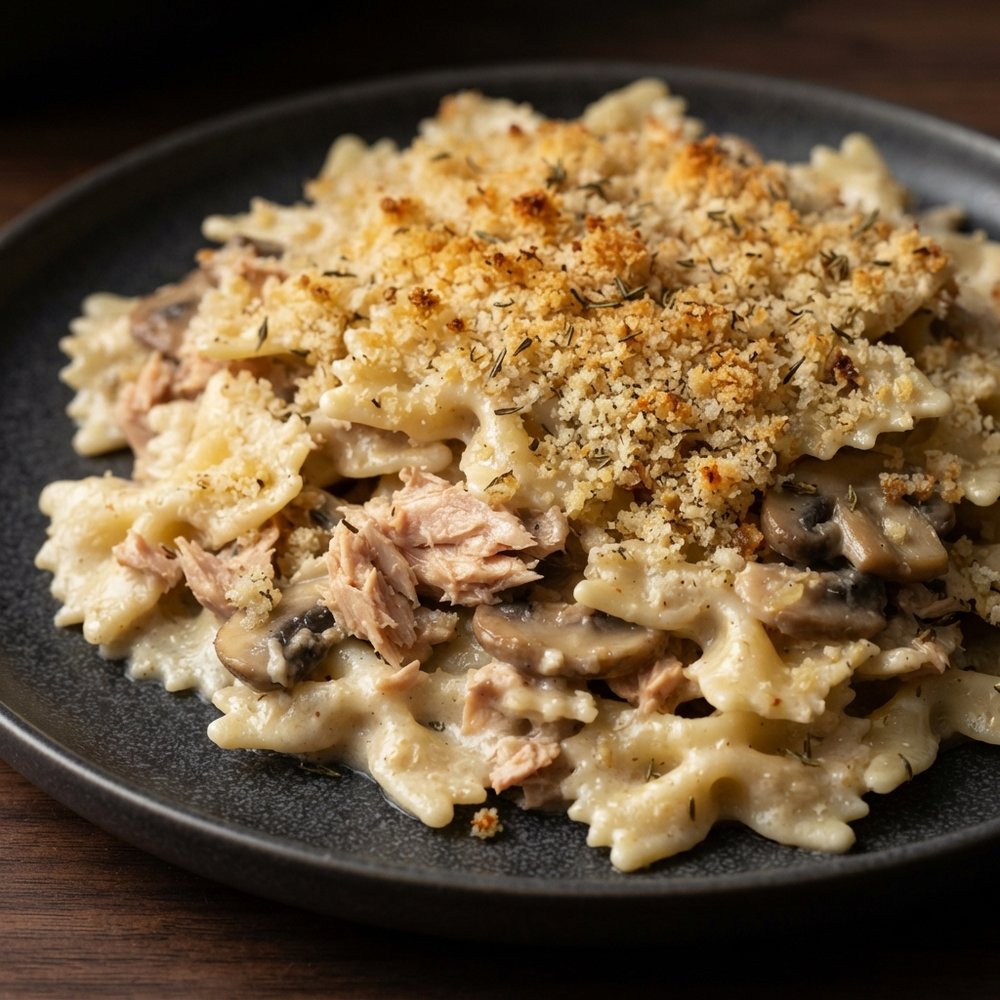 Creamy Tuna and Mushroom Pasta Bake