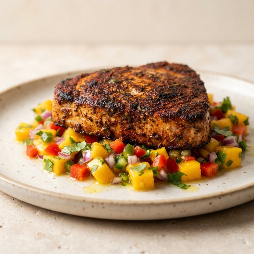 Pan-Seared Blackened Tuna with Fresh Mango Salsa