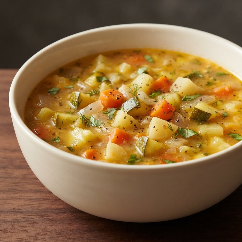 Hearty Zucchini and Vegetable Cheddar Soup