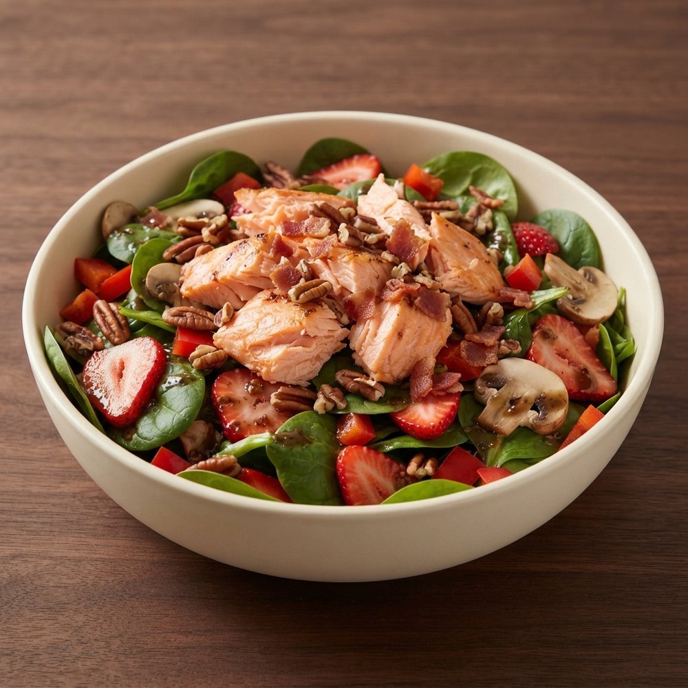 Grilled Salmon and Strawberry Spinach Salad