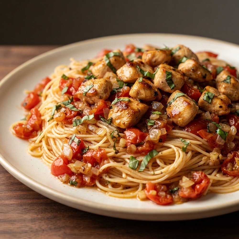 Chicken Bruschetta Angel Hair Pasta
