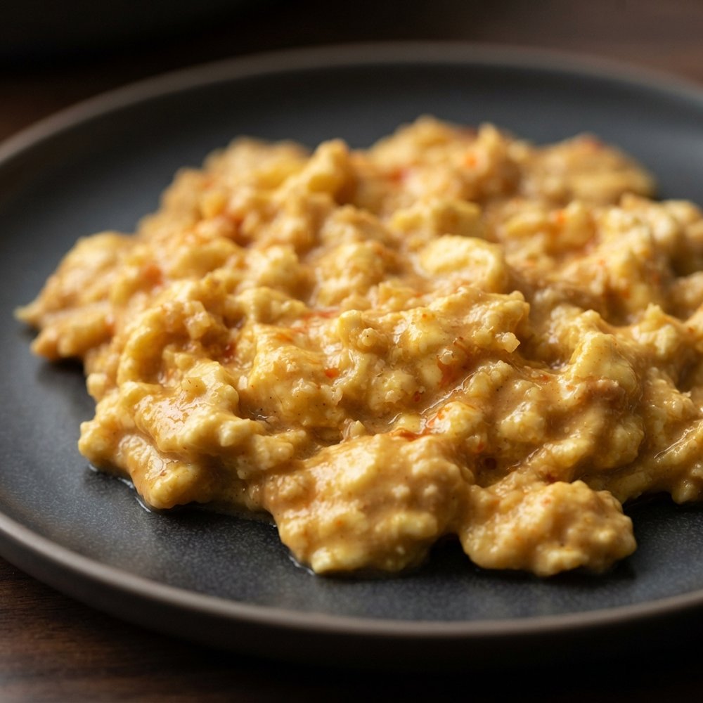 Peanut Butter Scrambled Eggs with Ginger and Garlic