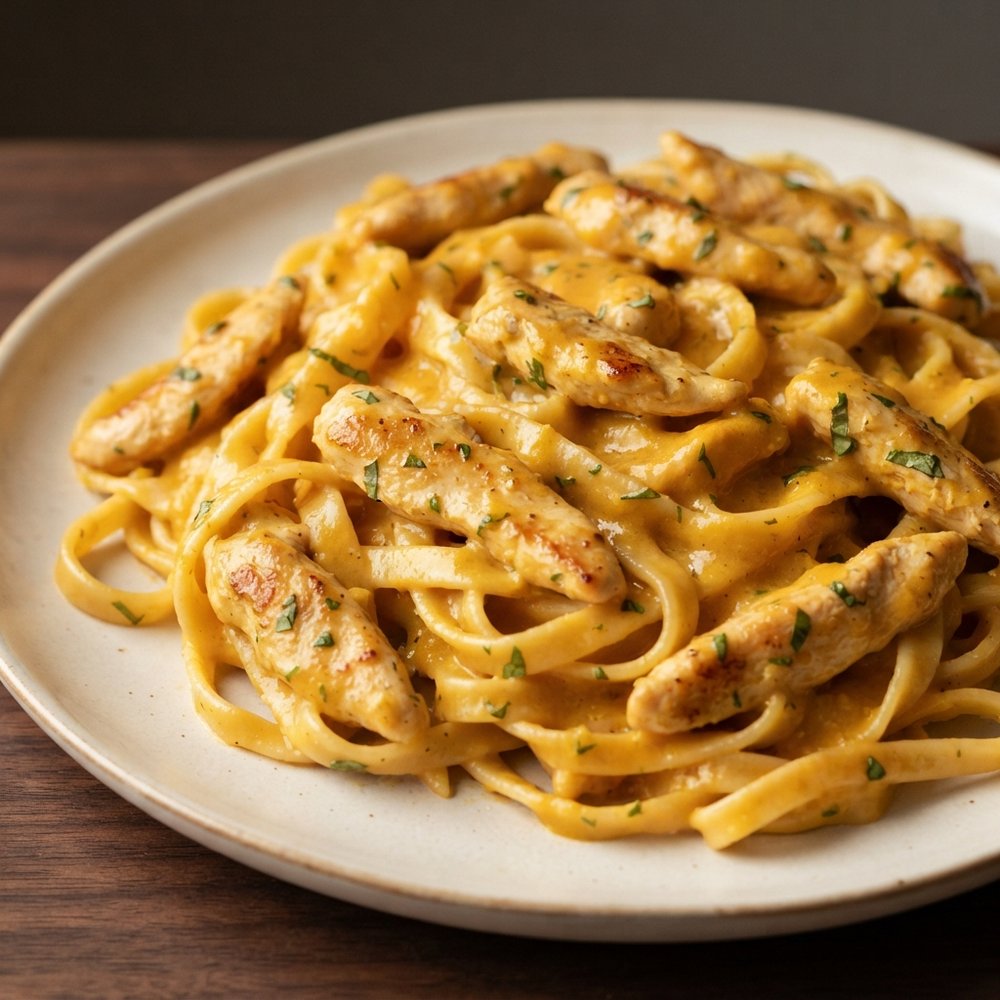 Pumpkin Alfredo Fettuccine with Chicken