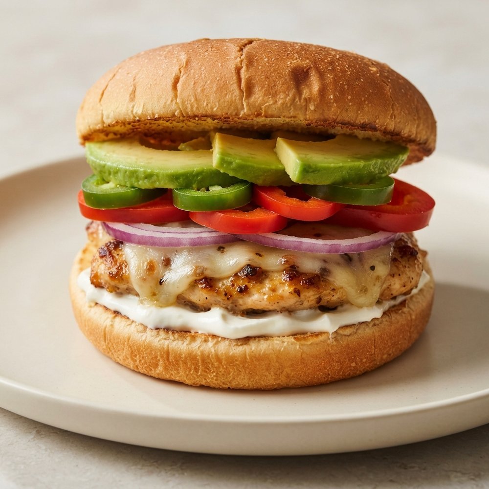 Baked Baja-Style Chicken Cheeseburgers
