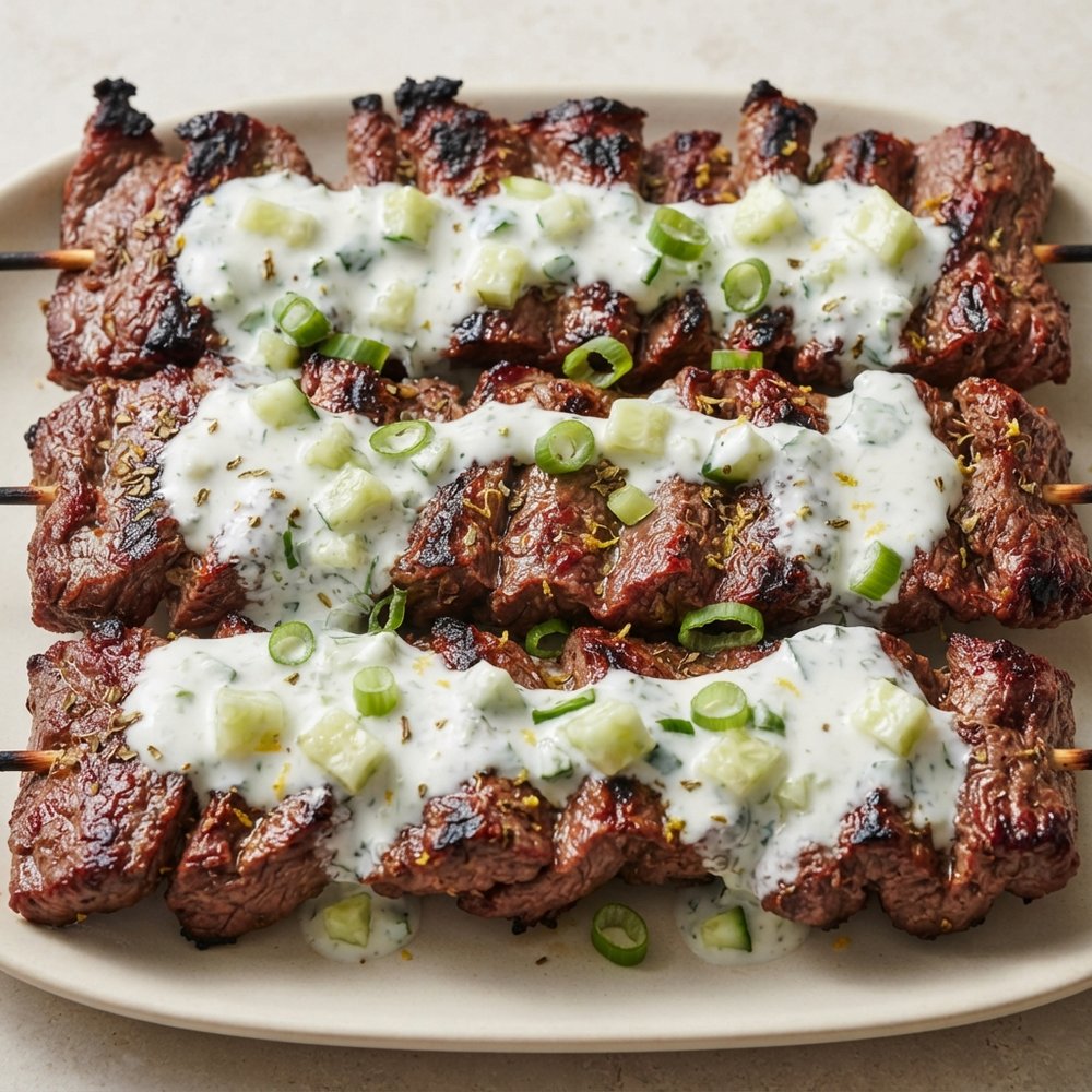 Grilled Bison Souvlaki Kebabs