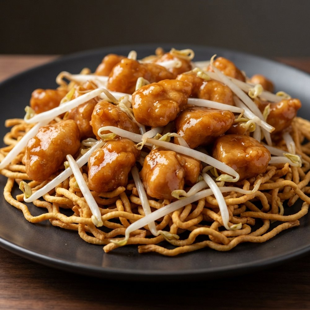 Orange Chicken Stir-Fry with Crispy Chow Mein