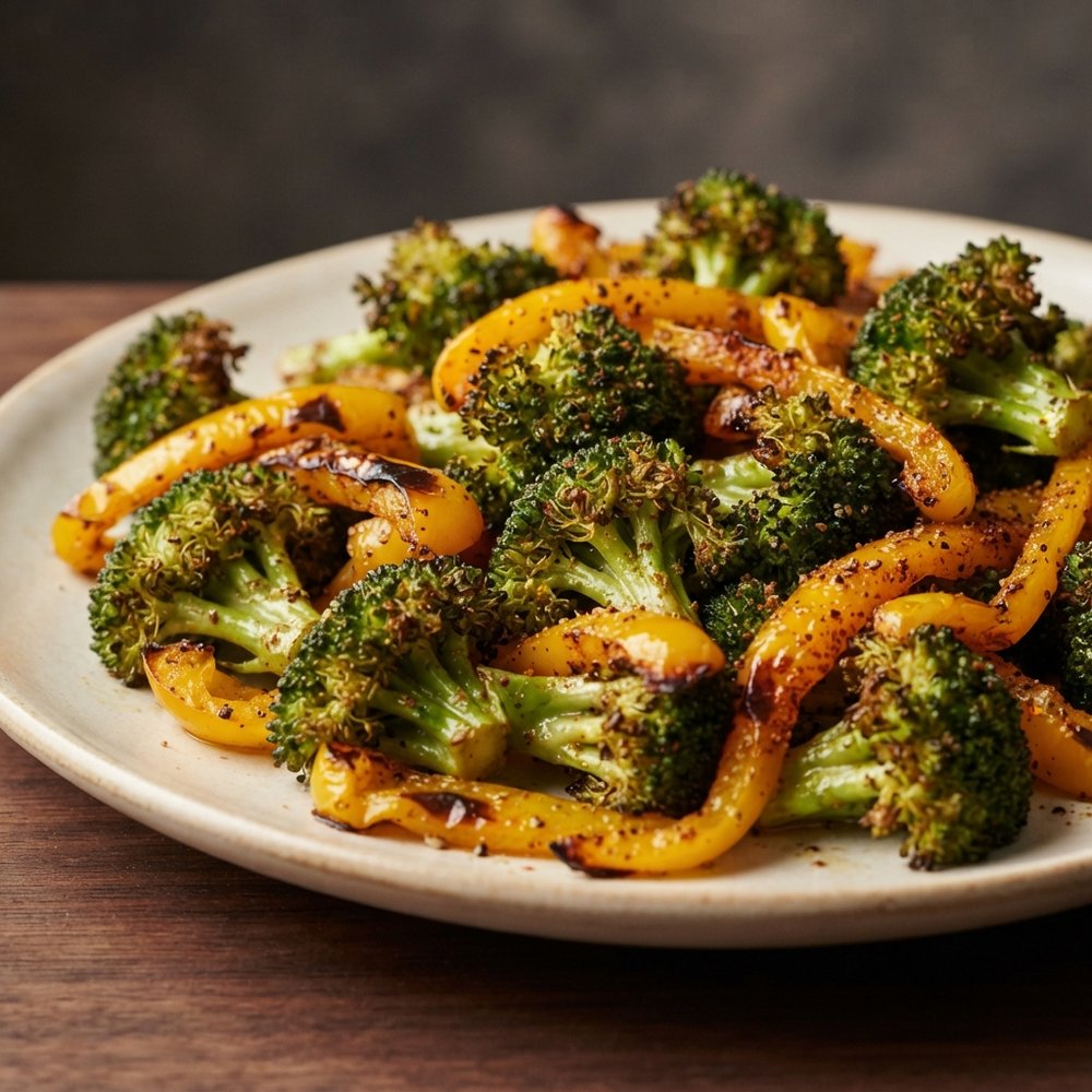 Oven-Roasted Broccoli with Bell Pepper