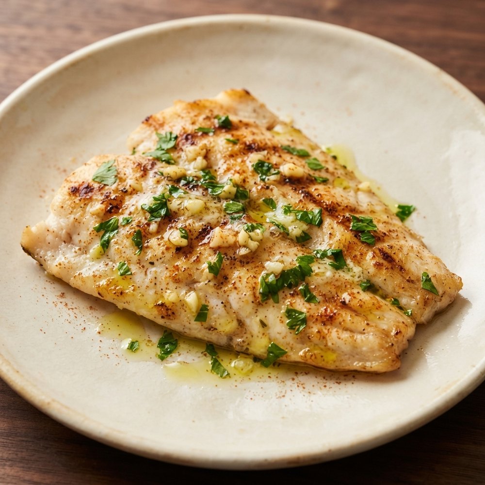 Char-Grilled Sea Bass with Garlic-Parsley Butter