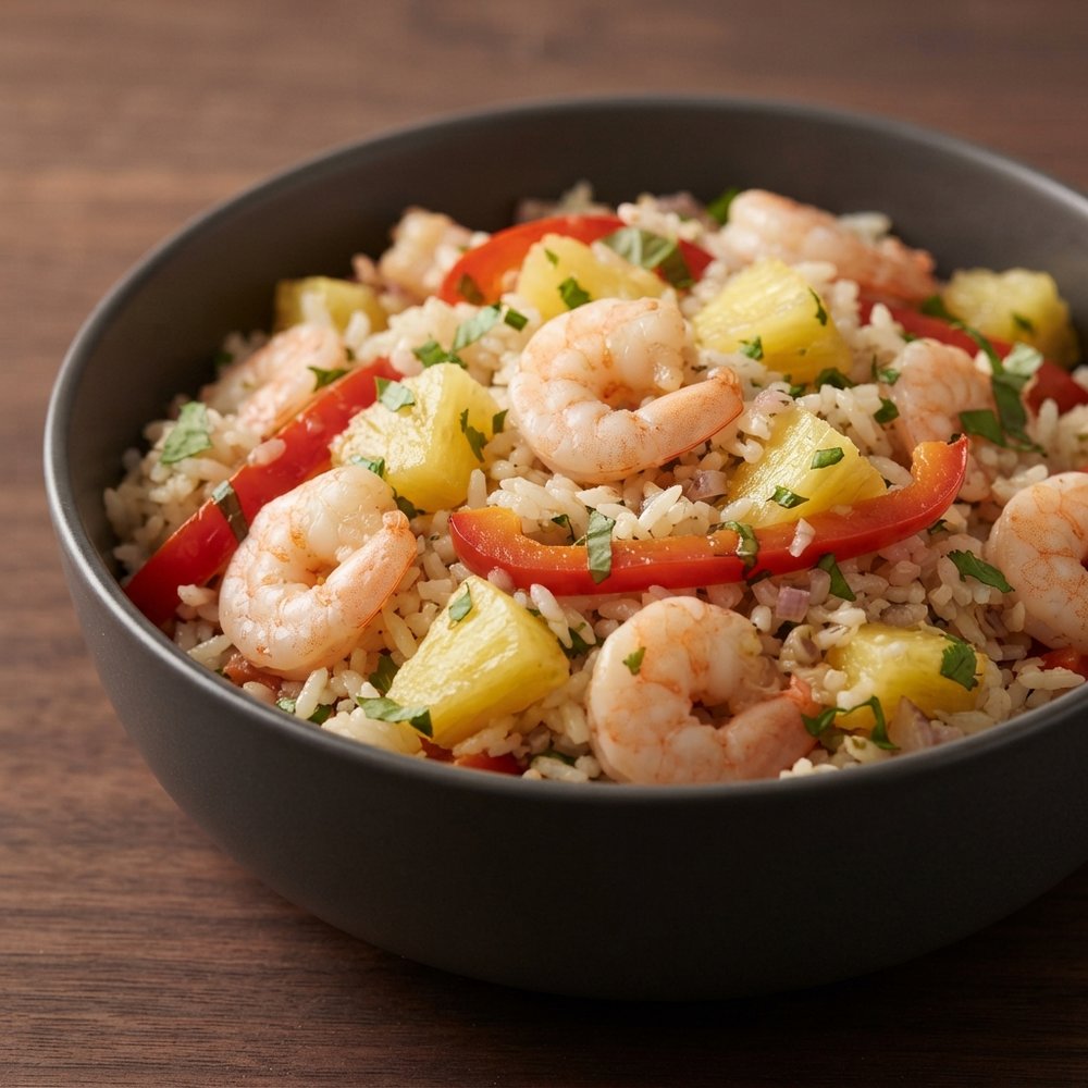 Coconut-Ginger Jasmine Rice Salad with Shrimp
