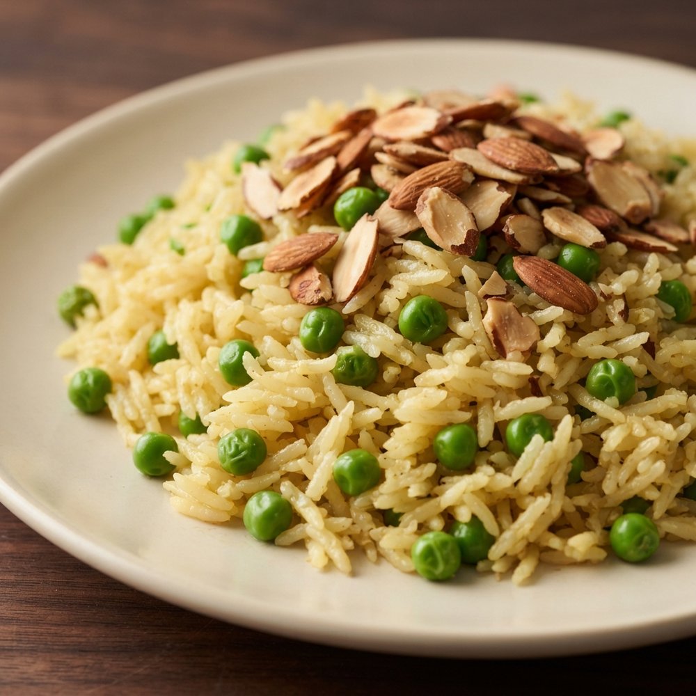Pea-Studded Lemon Rice with Toasted Almonds