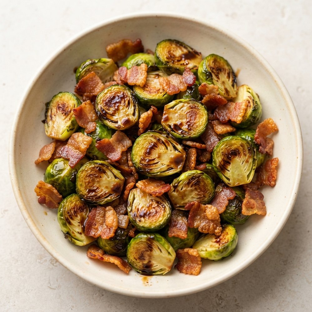 Balsamic-Glazed Brussels Sprouts with Crispy Bacon