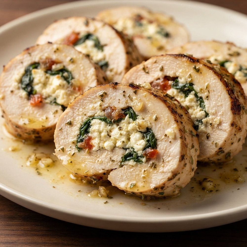 Lemon-Herb Greek Chicken Breasts Stuffed with Feta and Spinach
