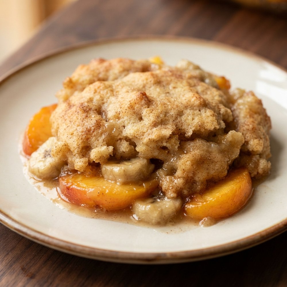No-Sugar Peach and Banana Cobbler
