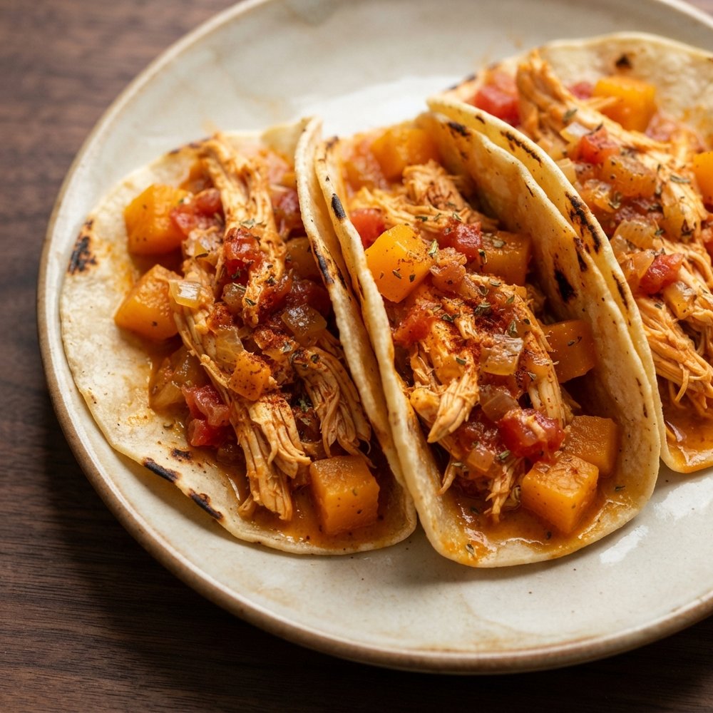 Street-Style Tacos with Chicken and Butternut Squash
