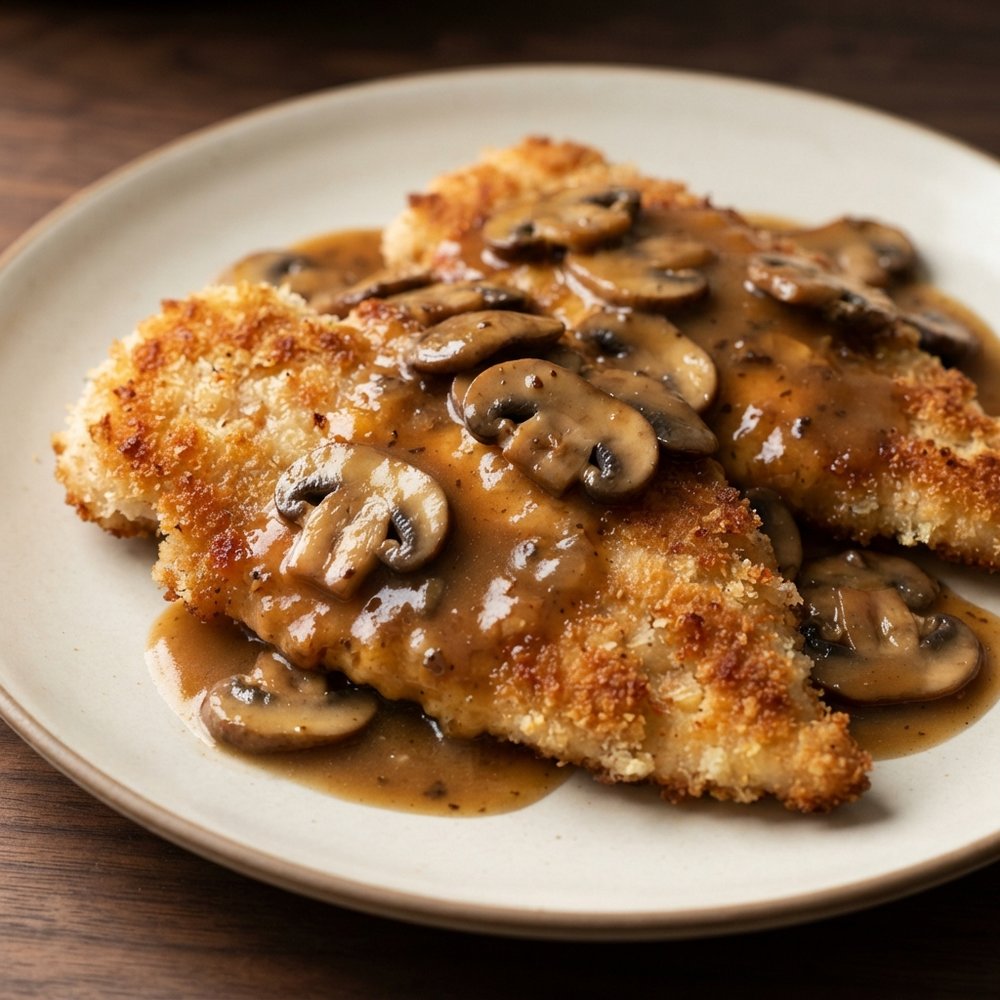 Milanese-Style Chicken with Marsala Mushroom Sauce