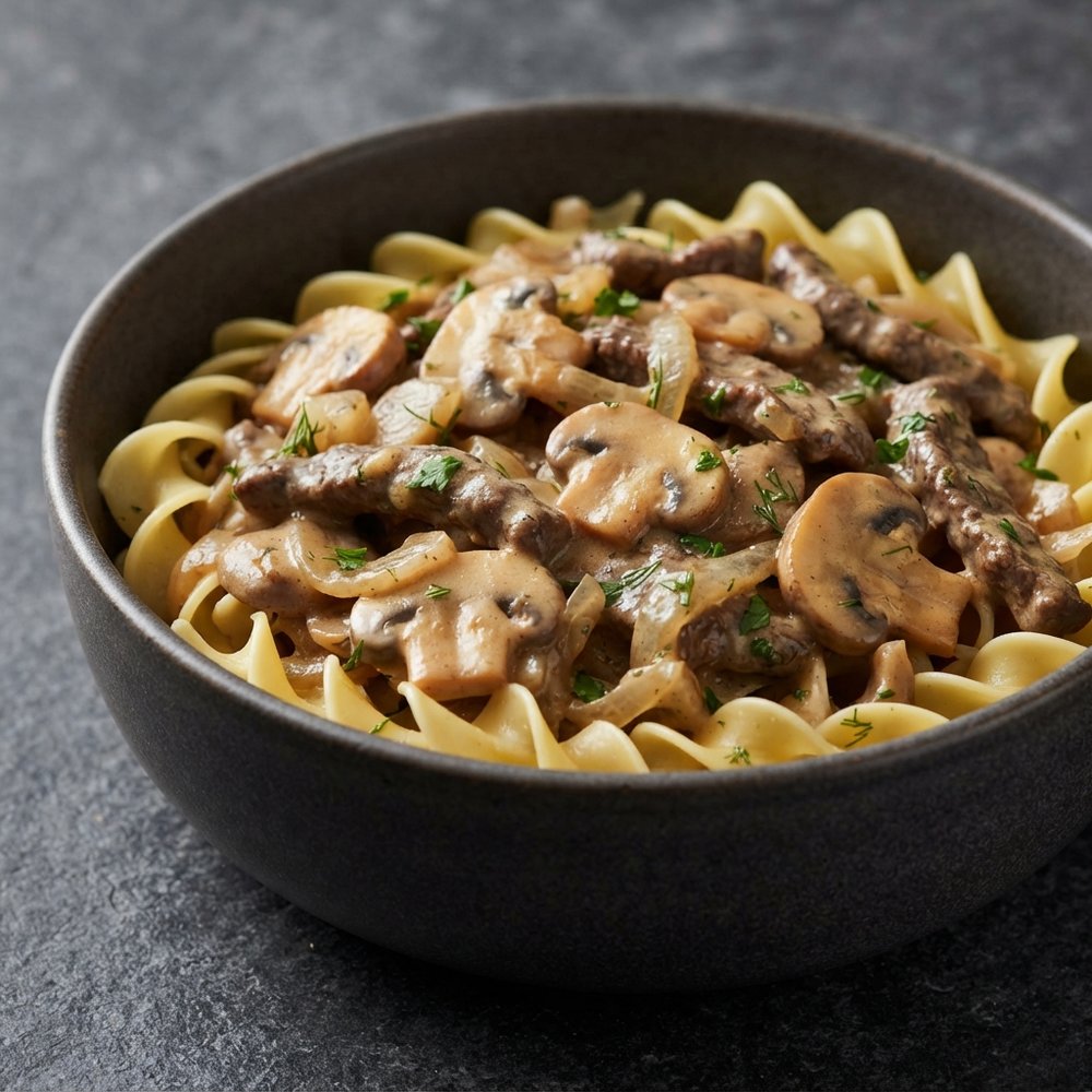 Slow-Cooker Beef Stroganoff with Mushrooms (1250 kcal OMAD)