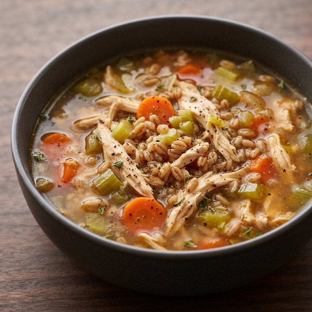 Pressure Cooker Chicken and Farro Soup