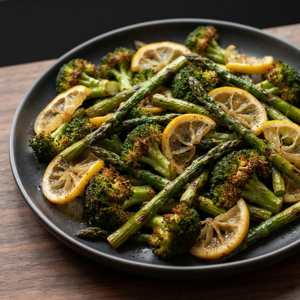 Lemon-Roasted Broccoli and Asparagus