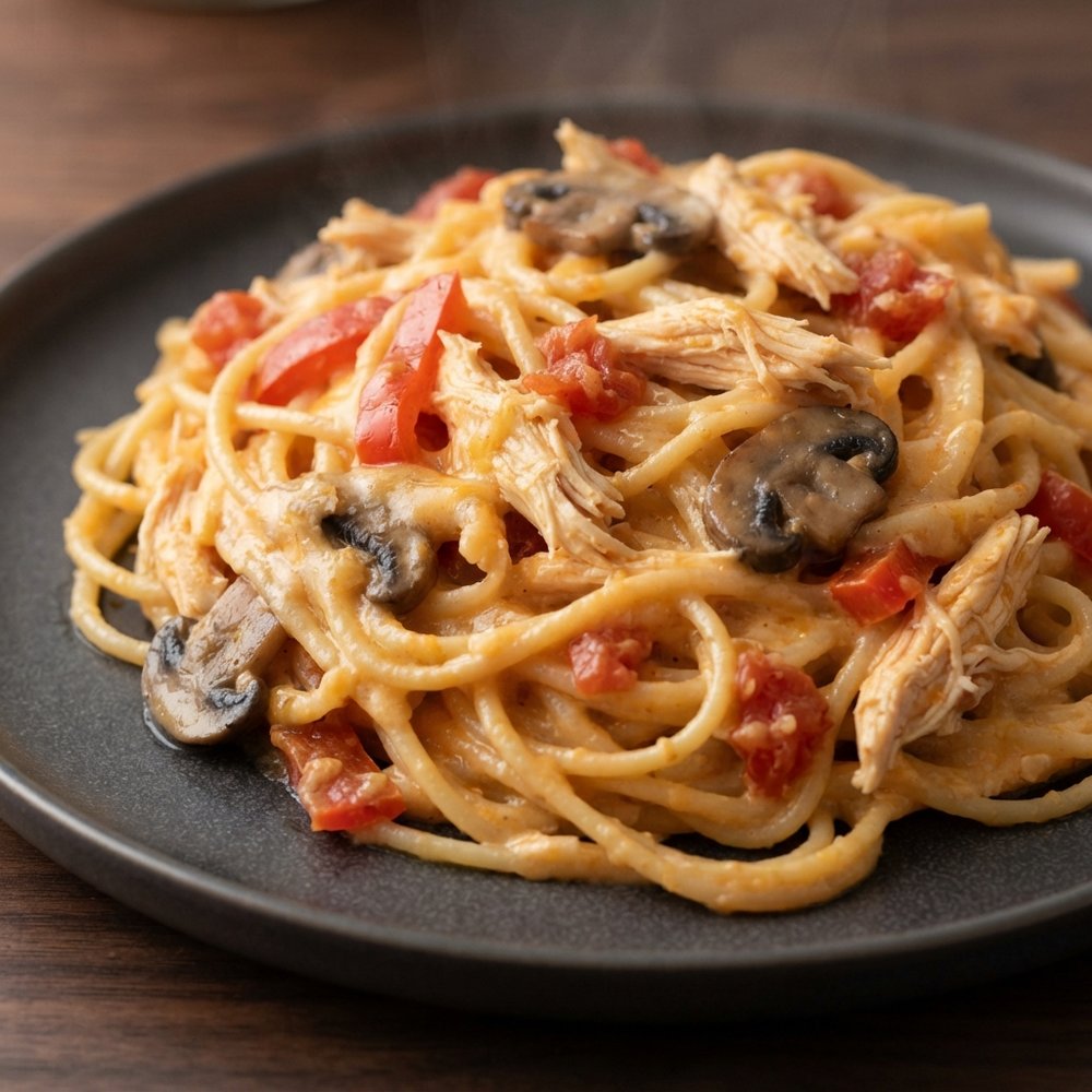 Creamy Chicken Spaghetti with Cheddar