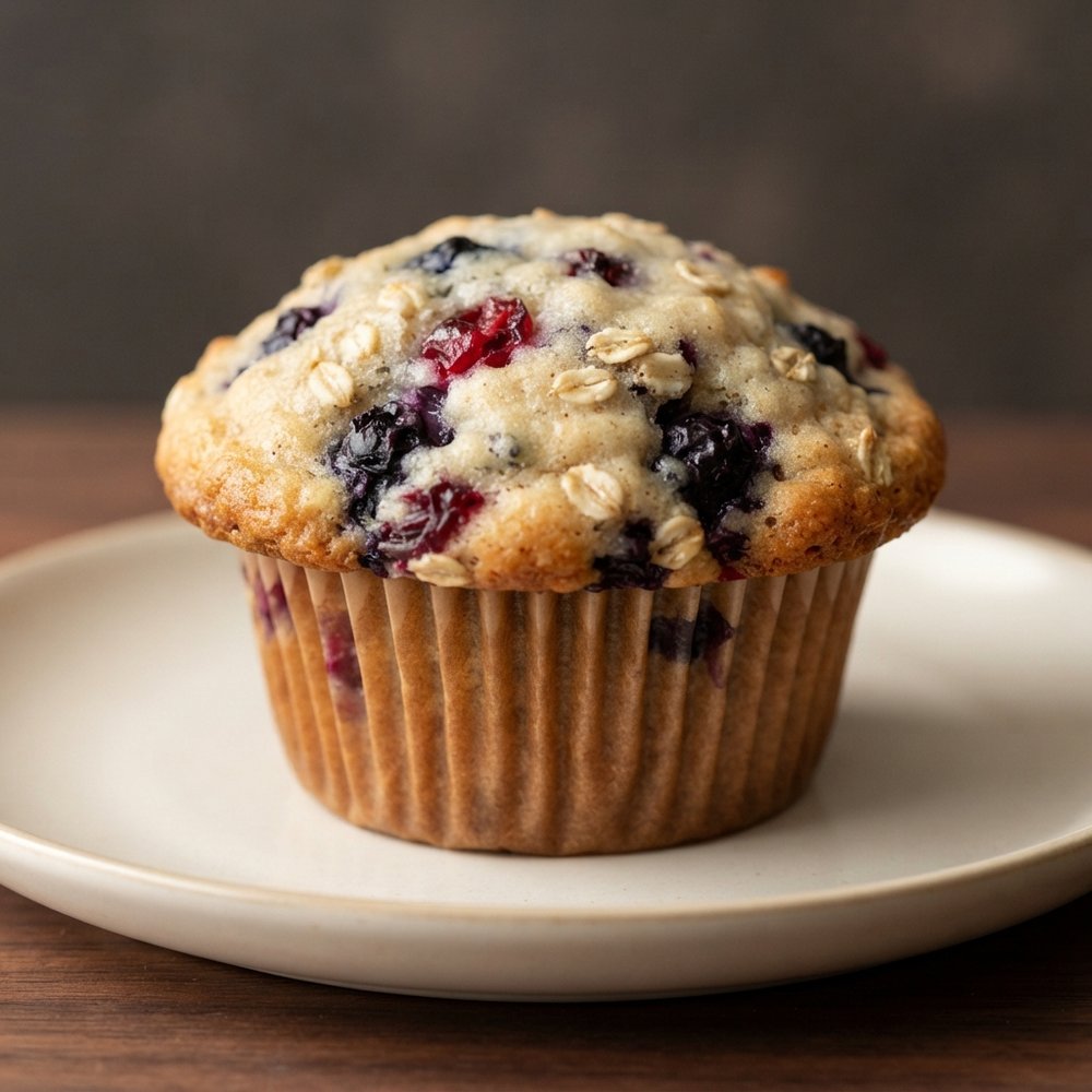 Blueberry Oat Muffins with Cranberry Lift