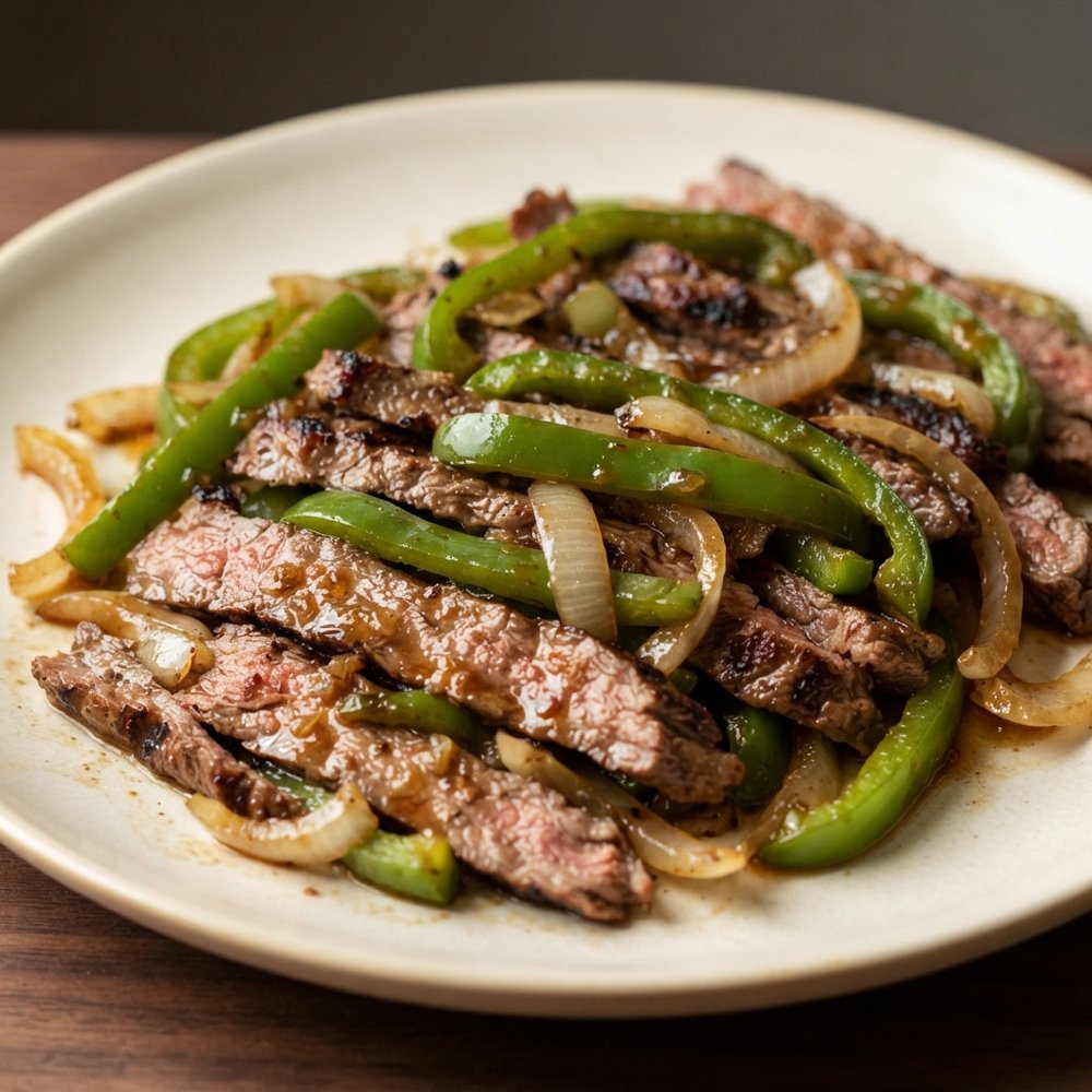 Steak, Onion, and Pepper Fajitas