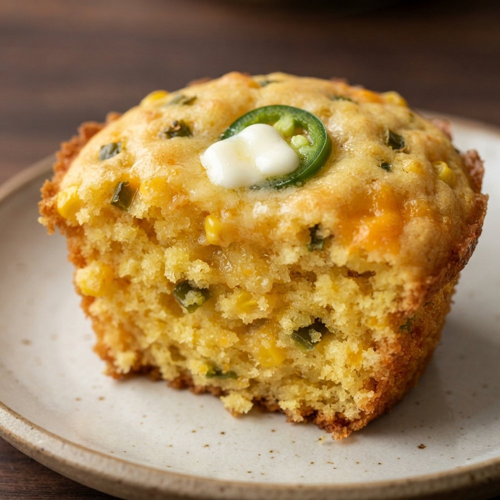 Jalapeño Cheddar Cornbread Muffins with Jiffy Mix