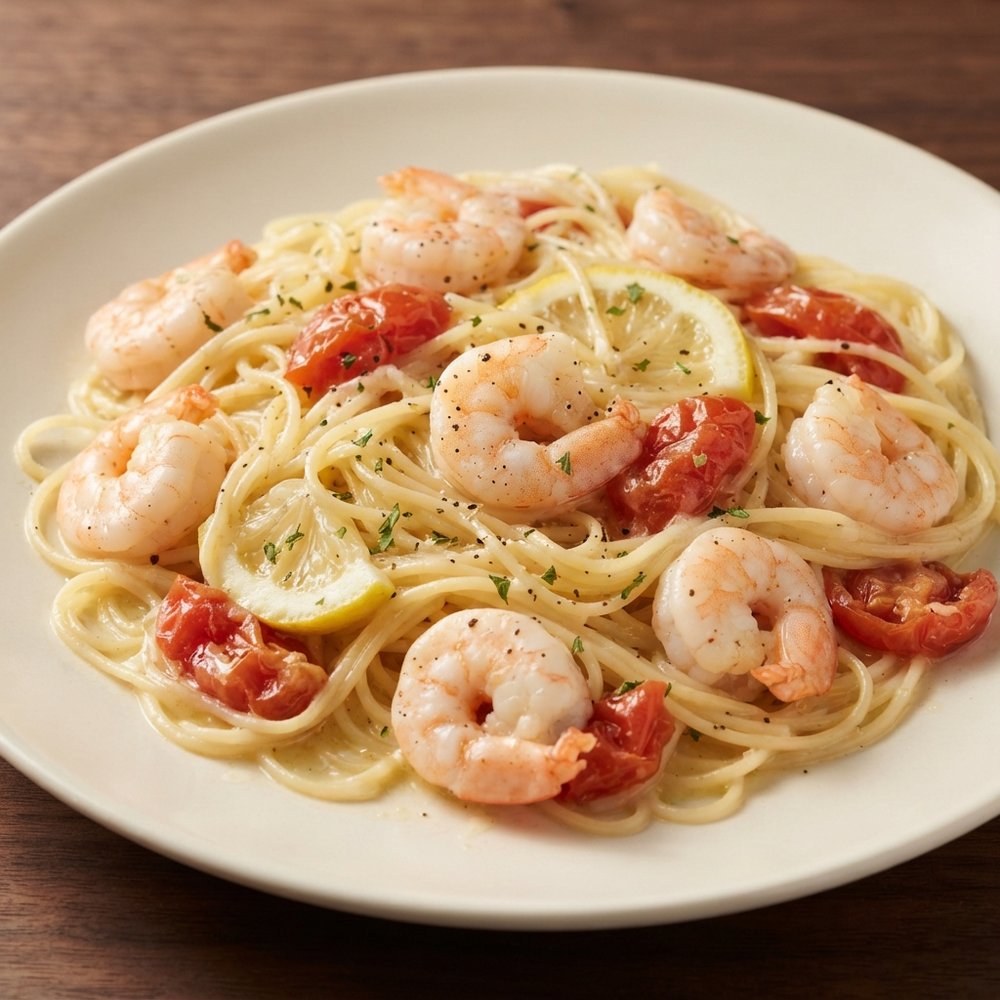Lemon-Butter Shrimp Angel Hair Pasta