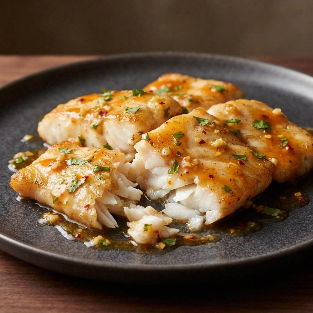 Ginger-Orange Halibut Cheeks with Soy-Sesame Glaze