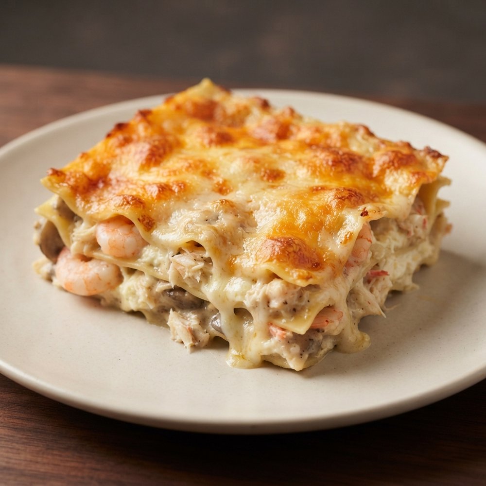 Creamy Seafood Lasagna Bake