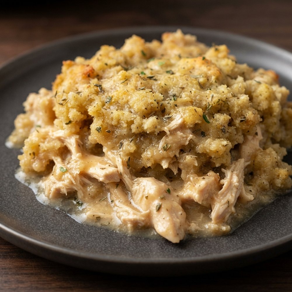 Crockpot Chicken and Stuffing Casserole