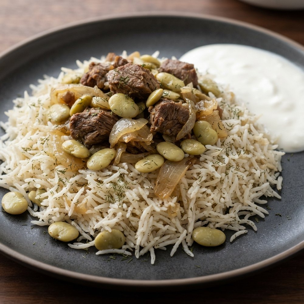 Persian Dill Rice with Lima Beans and Lamb (Baghali Polo)