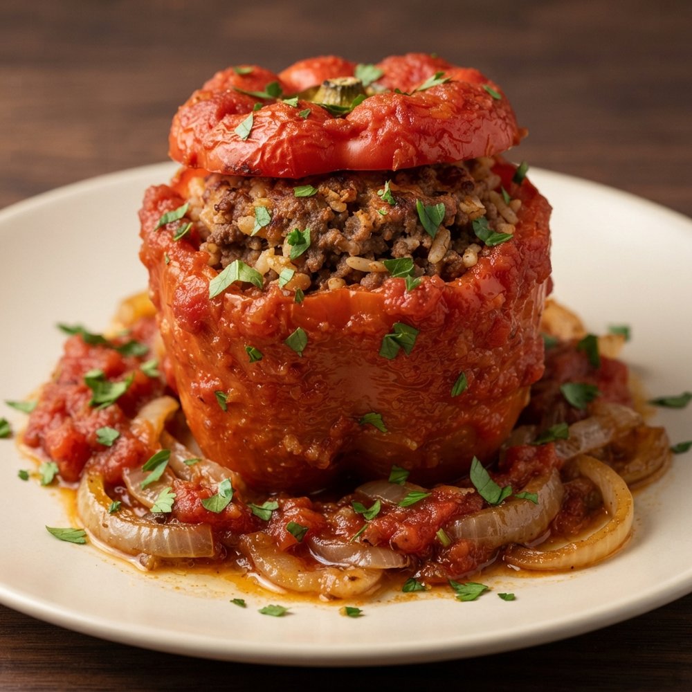 Beef-and-Rice Filled Bell Peppers