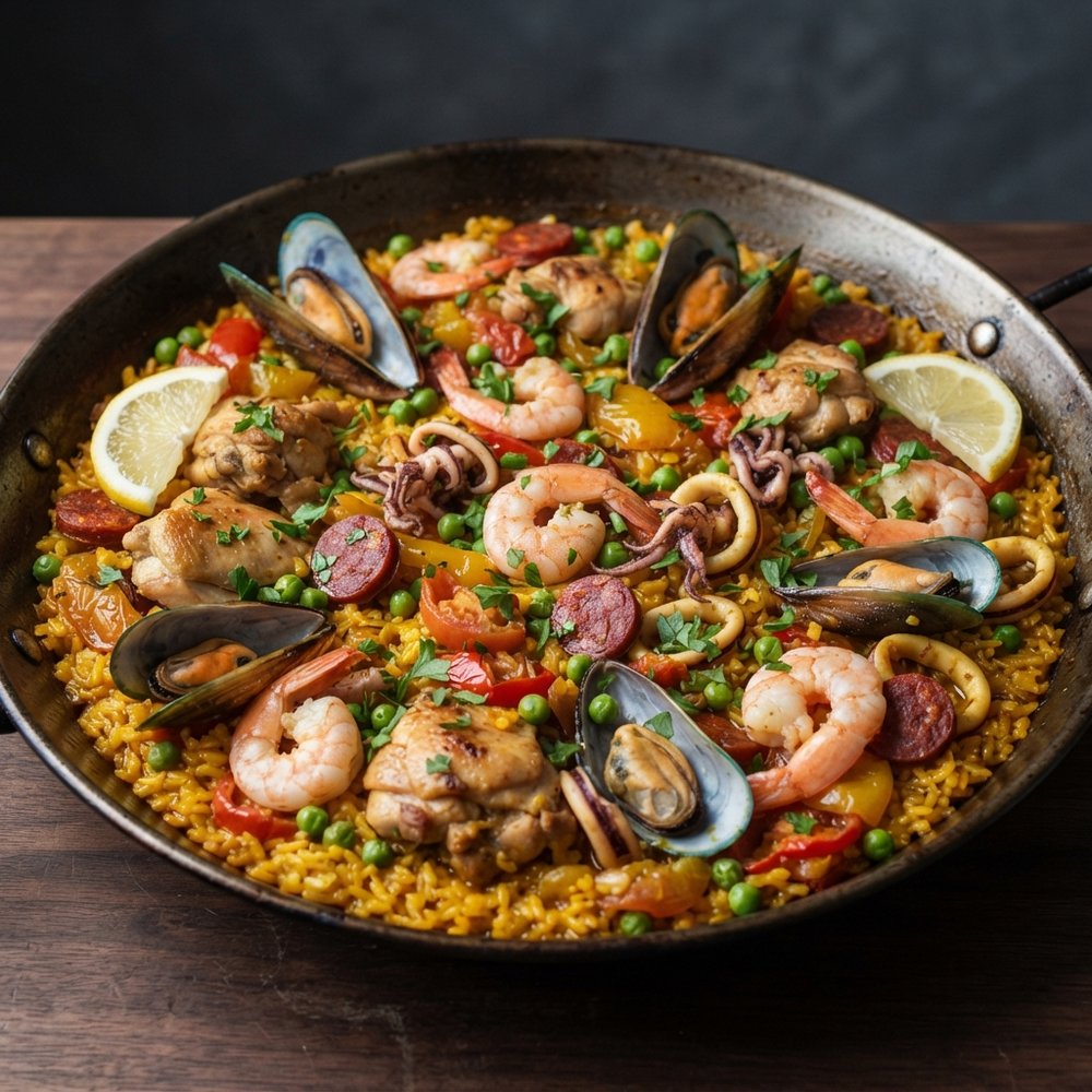 Classic Spanish Seafood and Chicken Paella