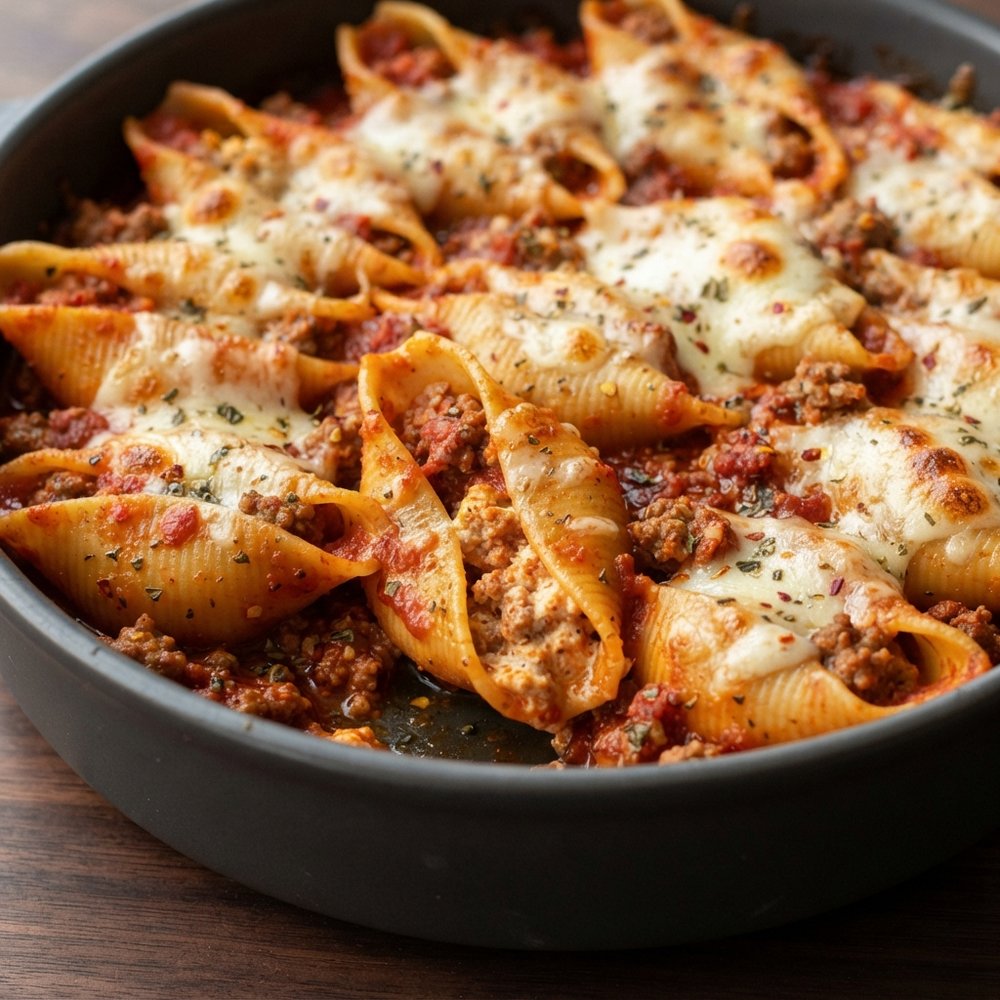 Baked Lasagna-Style Shells Casserole