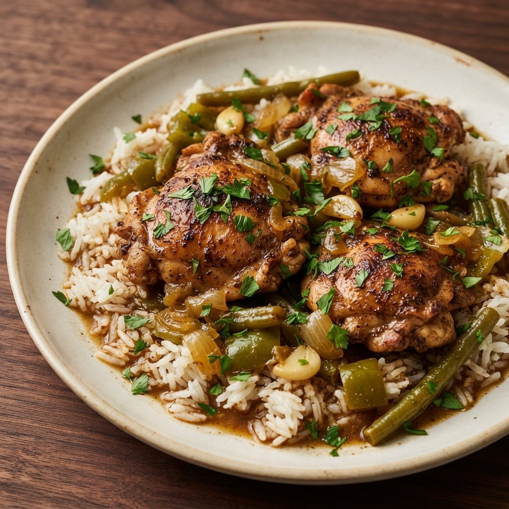 Cajun-Style Smothered Chicken Thighs