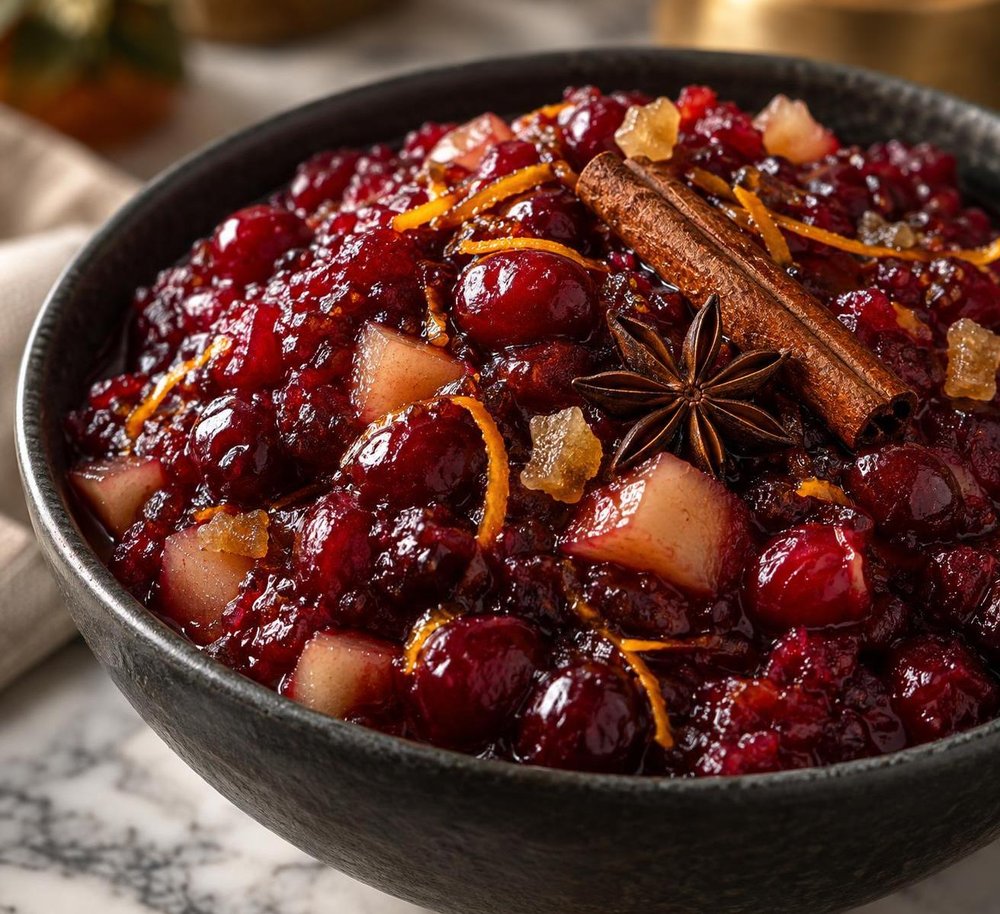 Spiced Cranberry Sauce with Ginger and Pear